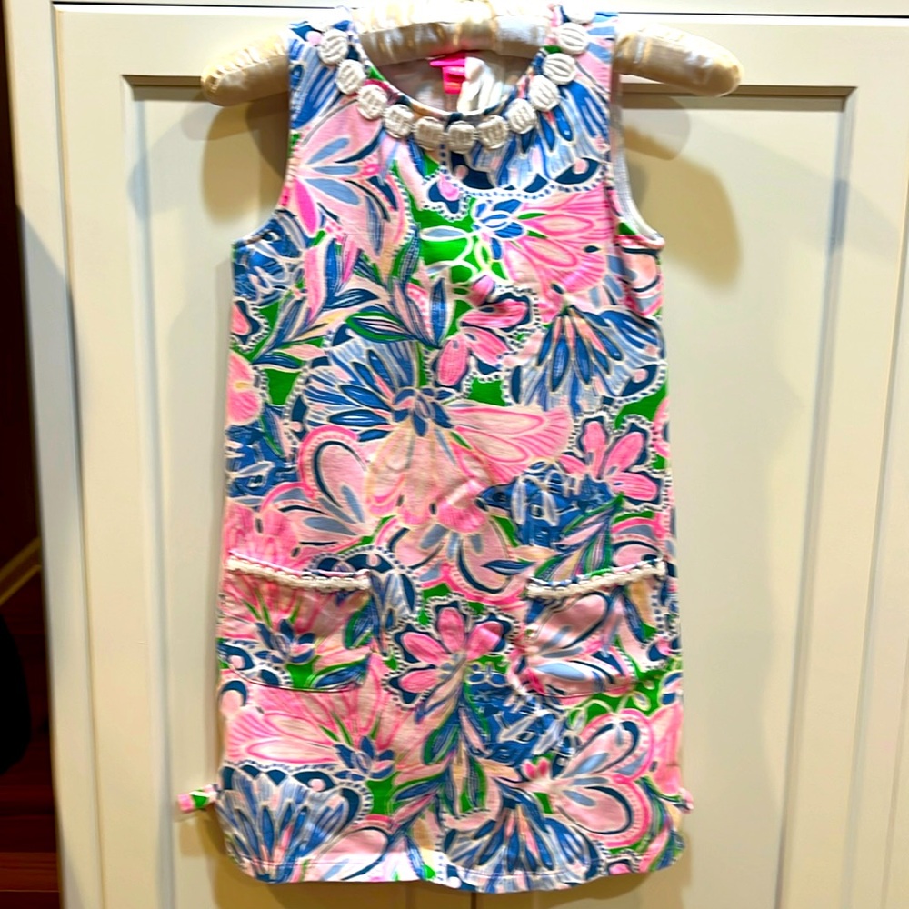 Lilly Pulitzer Girl’s Little Classic Shift Gecko Green Tiger Sunrise large 8/10
